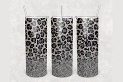 Black Cheetah Silver Glitter 20oz sublimation design tumbler Product Image 1