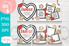 Family Photo Mug template sublimation PNG, customizable mug Product Image 1