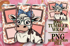 Heartfelt joy 20oz tumbler wrap, Cute Cow Product Image 1