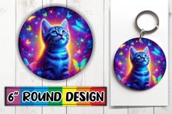 Blissful Round Sublimation Ornaments PNG, Cat Product Image 1