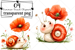 Whimsical Summer Snail Clipart Watercolor PNG Product Image 1