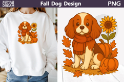 Cavalier Spaniel Fall Clipart | Autumn Dog Sublimation Product Image 1