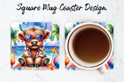 Highland Cow Mug coaster | Coaster | Sublimation Design Product Image 1