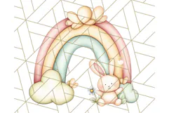 Pastel Plushie Rainbow Clipart PNG, Nursery Baby Animals Png Product Image 4
