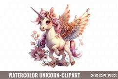 Watercolor Unicorn Clipart, Watercolor Clipart Product Image 1