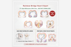 Rainbow Bridge Heart Clipart | 15 PNG Pet Memorial Hearts Product Image 7