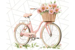 Bicycle with Flowers PNG, Pastel Spring Floral Bike Clipart Product Image 4