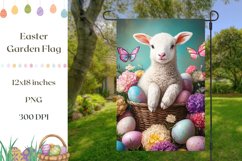 Welcome Garden Flag Template, Easter Lamb Garden Flag PNG Product Image 1