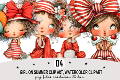 Whimsical Girl Summer Clipart png Watercolor png Product Image 1
