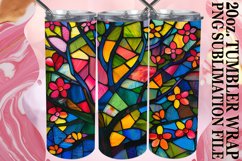 20oz Stained Glass Tree Wrap Colorful Tumbler Art Product Image 1
