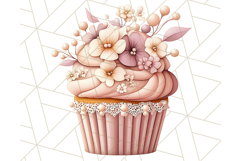 Cupcake Clipart with Florals and Pastel Frosting Png, Spring Product Image 4