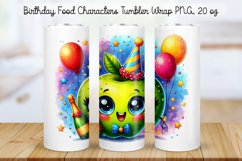 Birthday Food Character Tumbler Wrap PNG 20 oz Product Image 1