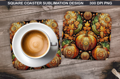 Pumpkin Coaster Sublimation, Halloween Coaster PNG Design Product Image 1
