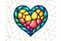 Stained Glass Hearts and Butterflies Clipart PNG Product Image 4