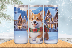 Winter Dog Christmas Snowflake PNG, Icy Tree 20oz Tumbler wr Product Image 1