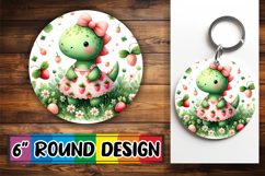 Circle of Happiness Keychain PNG, Cute Dino Product Image 1