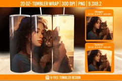 3D Cute Cat Tumbler Wrap Designs, Sublimation Wrap Product Image 1