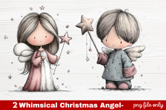 2 Whimsical Christmas Angel Clipart | Cute Holiday Angel PNG Product Image 1