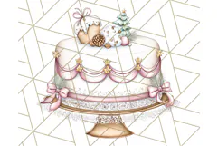 Christmas Cake Clipart PNG, Cottagecore Holiday Desserts Product Image 4