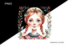 Winter Png, Christmas Girl Clipart, Folk Christmas Png Product Image 1