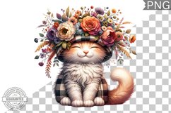 Floral Crown Cat Sublimation Clipart Bundle Product Image 8