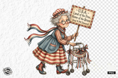 Whimsical Patriotic Grandma Clipart Product Image 1