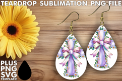 Bright Teardrop Earrings Designs PNG, Flower Cross Product Image 1