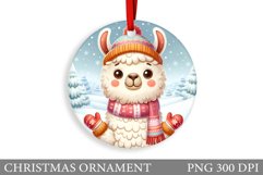 Cute Lama Christmas Ornament. Christmas Ornament Sublimation Product Image 1