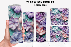 3D Flower Skinny Tumbler 20oz Wrap Design,Flowers Tumble PNG Product Image 1
