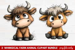 Whimsical Farm Animal Clipart | Cute Farm Animals PNG Set Product Image 1