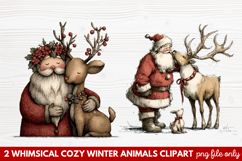 Whimsical Cozy Winter Animals Clipart | Cute Winter Wildlife Product Image 1