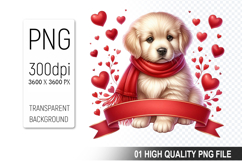 Cute Dog Clipart PNG, Valentine&#039;s Day Animal PNG File Product Image 1