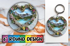 Rustic Retreat: Landscape Circle Design Keychain PNG Product Image 1