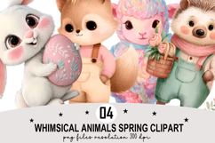 Whimsical Animals Spring Clipart Watercolor png Product Image 1