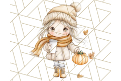 Pumpkin Spice Chibi Girls, Fall Accessories PNG, Cozy Autumn Product Image 4