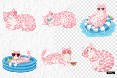 Summer Cute Cat Clipart - Summer Animals PNG Product Image 1