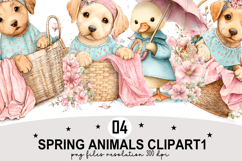Whimsical Spring Animals Clipart Watercolor png Product Image 1