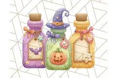 Kawaii Halloween Clipart Cute Kids and Candy Elements Png Product Image 4