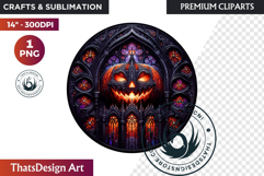 Gothic Jack O Lantern Clipart Horror Stained Glass Halloween Product Image 1