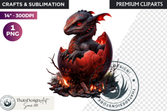 Cute Baby Dragon in a egg Clipart, dragon egg, Fantasy PNG Product Image 1