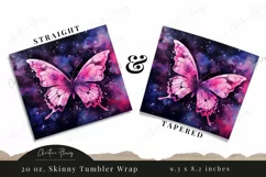 Watercolor Pink Butterfly Tumbler Wrap PNG Product Image 2