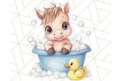 Farm Animal Babies in Bubble Bath PNG, Nursery Clipart Product Image 4