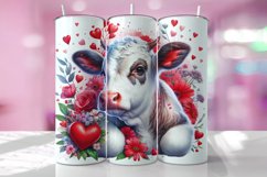Valentine's Day Cow Tumbler Wrap Sublimation Design Product Image 1