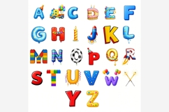 Birthday Alphabet PNG Bundle | 26 Boys Letters, Party Product Image 5