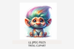 Watercolor Troll Clipart Pack | 13 JPG Files, Cute Rainbow Product Image 7