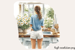 Blue Cozy Spring Home Clipart PNG Product Image 1