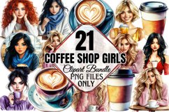 Coffee Shop Girls Clipart Bundle PNG Product Image 1