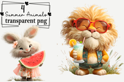 Quirky Summer Animals Clipart Watercolor png Product Image 1