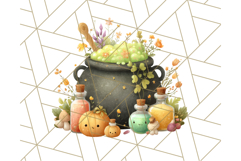 Halloween Witch House Clipart PNG with Potions and Brooms Product Image 4