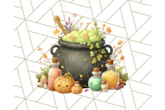 Halloween Witch House Clipart PNG with Potions and Brooms Product Image 4
